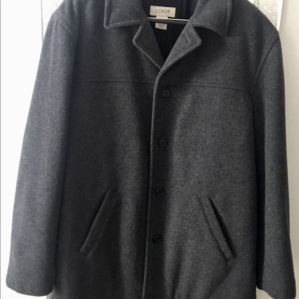 JCrew Wool Peacoat, Large, Charcoal Grey